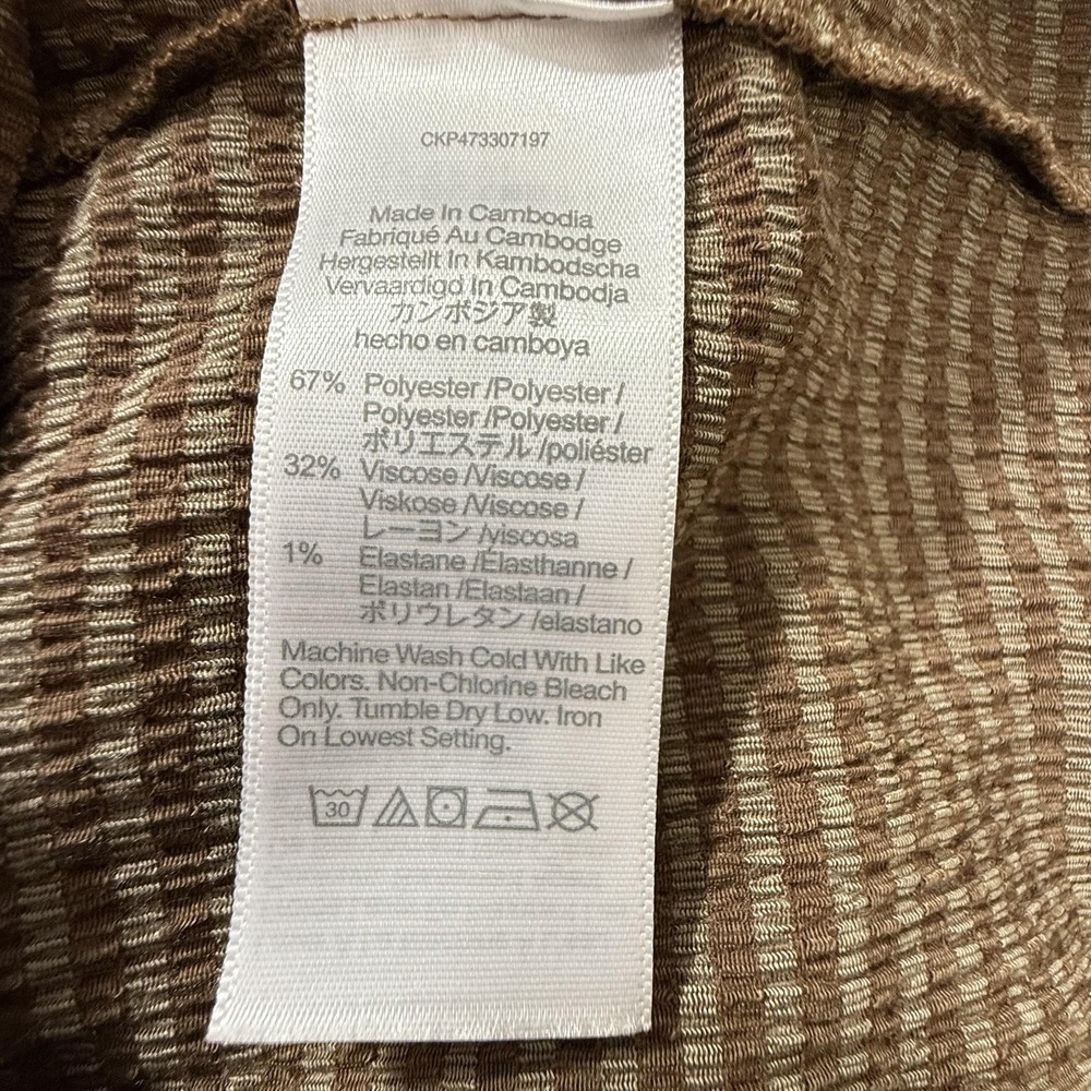 Madewell Shirt Women's XS Brown Knit Striped Crinkle Accent Button Casual Shirt - Picture 5 of 9
